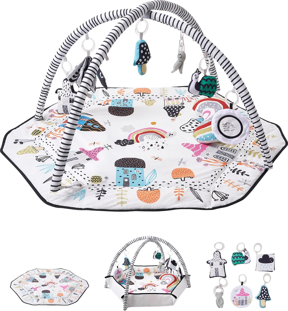 Tapis d'éveil épais 106 cm : fini le sol froid, 6 jouets inclus bébé