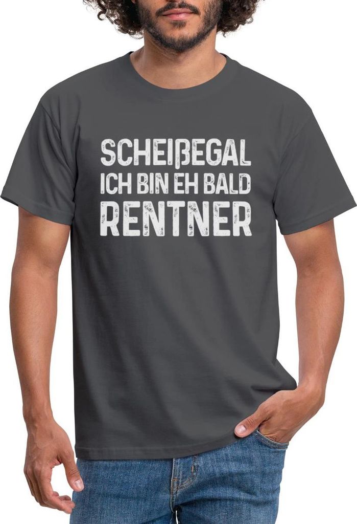 Spreadshirt Egal Ich Bin Eh Bald Rentner Geschenk Zur Rente Männer T-Shirt, 4XL, Anthrazit