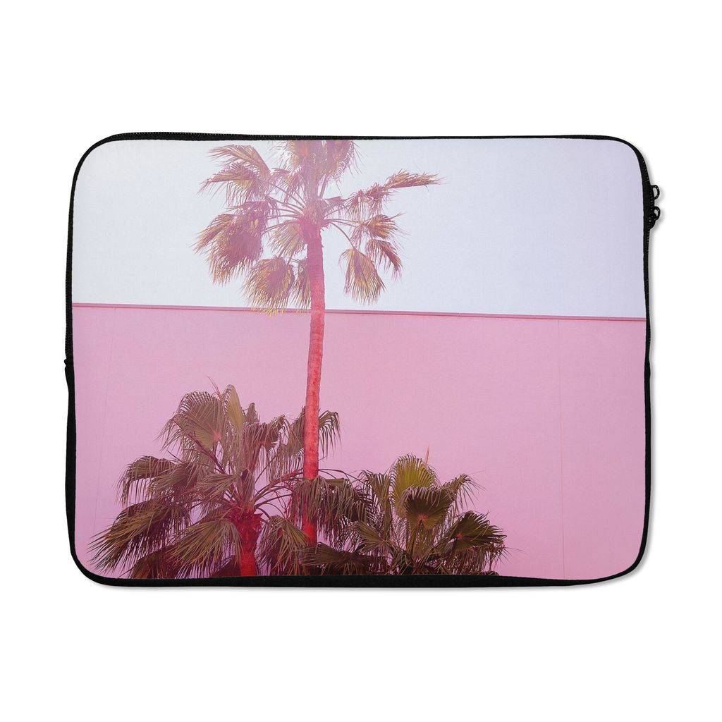 MuchoWow Laptop Hülle 15 Zoll Palme - Garten Poster - Rosa Laptoptasche - Laptoptasche - Sleeve - Rundum-Schutz