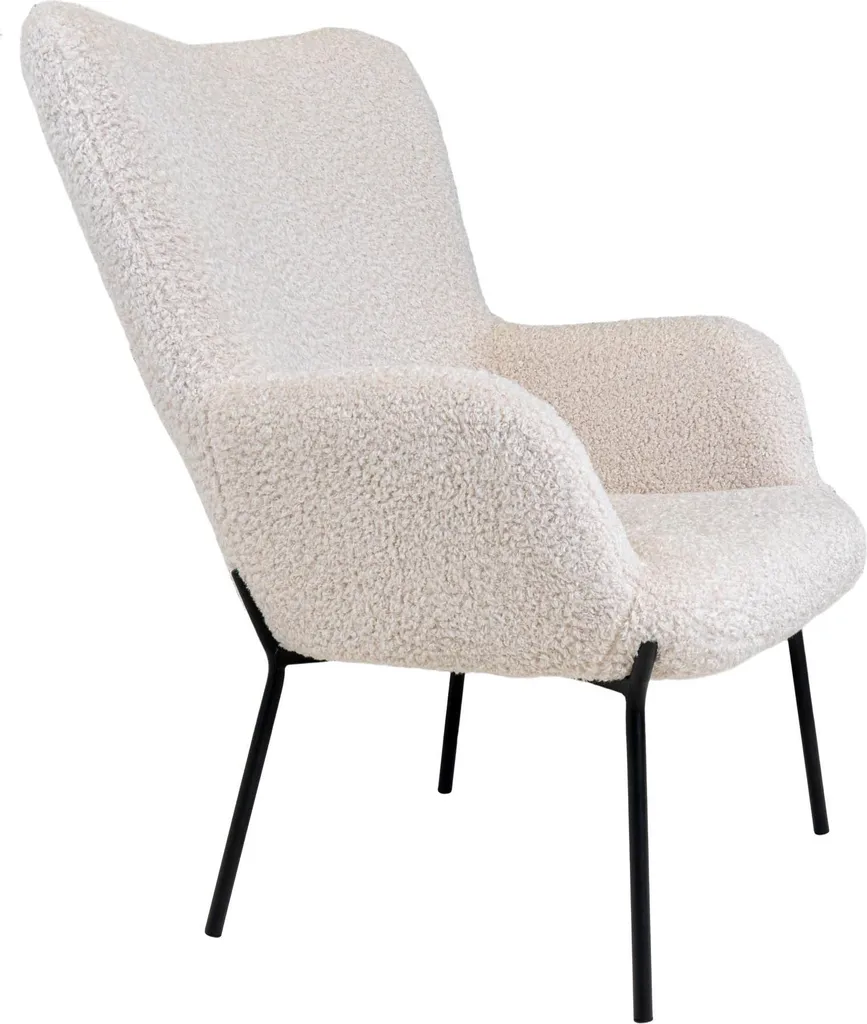 Fauteuil de lecture Glasgow blanc imitation peau de mouton chic - 4