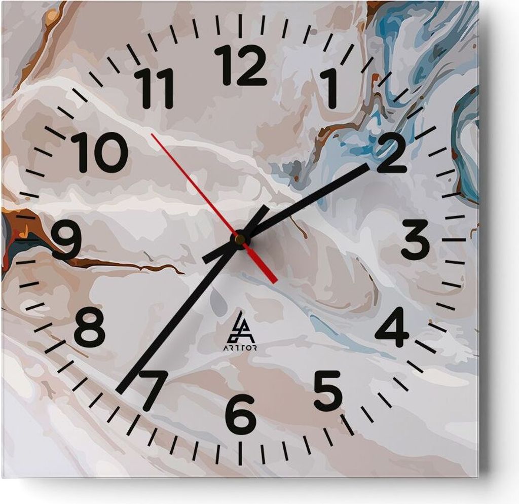Wanduhr - Quadrat - Glasuhr - Abstraktion modern - 40x40cm - Schleichendes Uhrwerk - Lautlos - zum Aufhängen bereit - Dekoration Modern - Wanddeko...