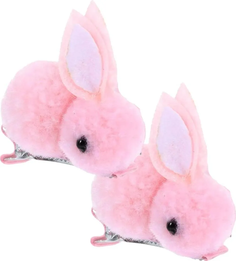 Set 2 Mollette Capelli Coniglio Rosa Camerazar - Accessori Soft
