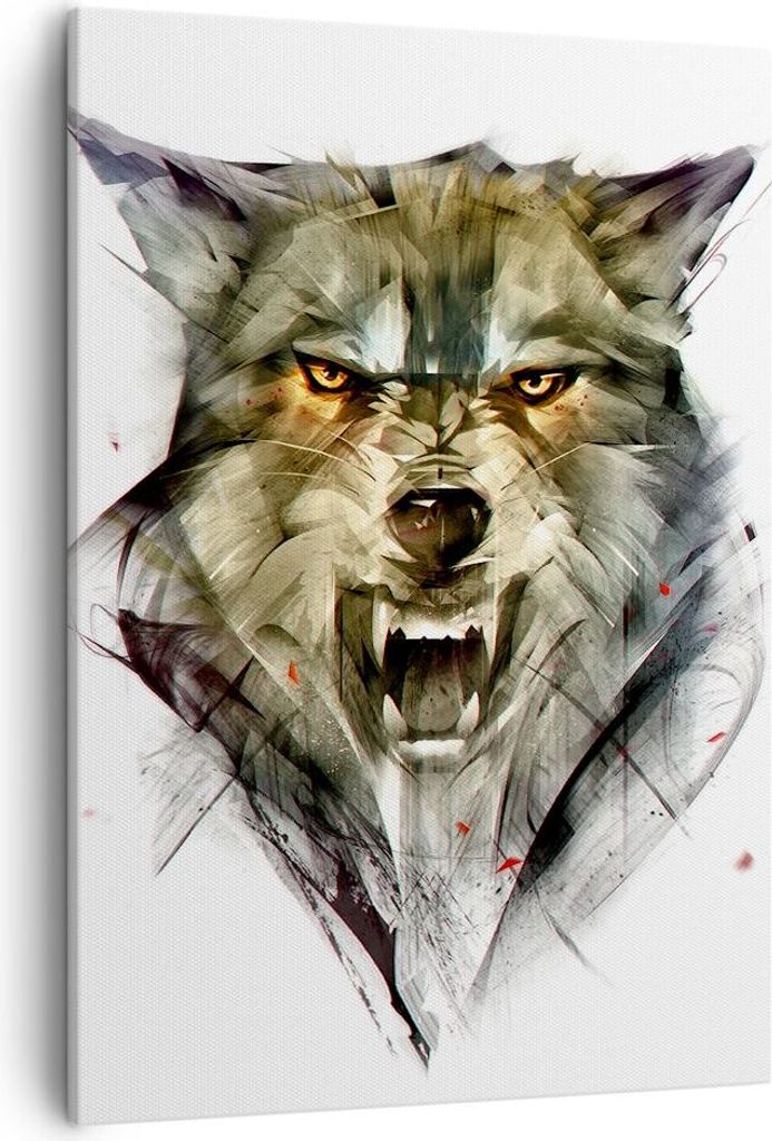 Bild auf Leinwand - Leinwandbild - Einteilig - Wolf Tier Wald - 50x70cm - Wand Bild - Wanddeko - Wandbilder - Leinwanddruck - Kunstdruck - Wanddeko...