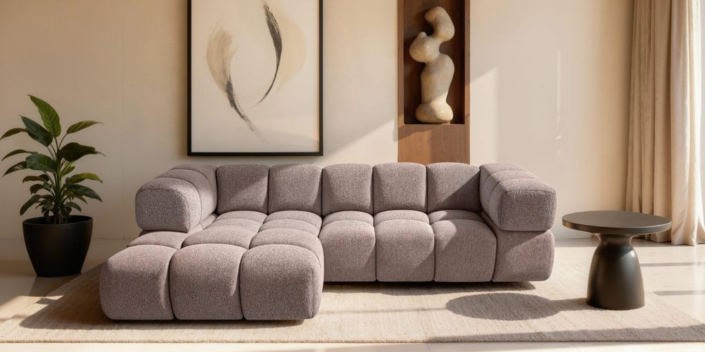 Kaiser Möbel Ecksofa L-Form Averro, stoff Puente, Purpur, Links