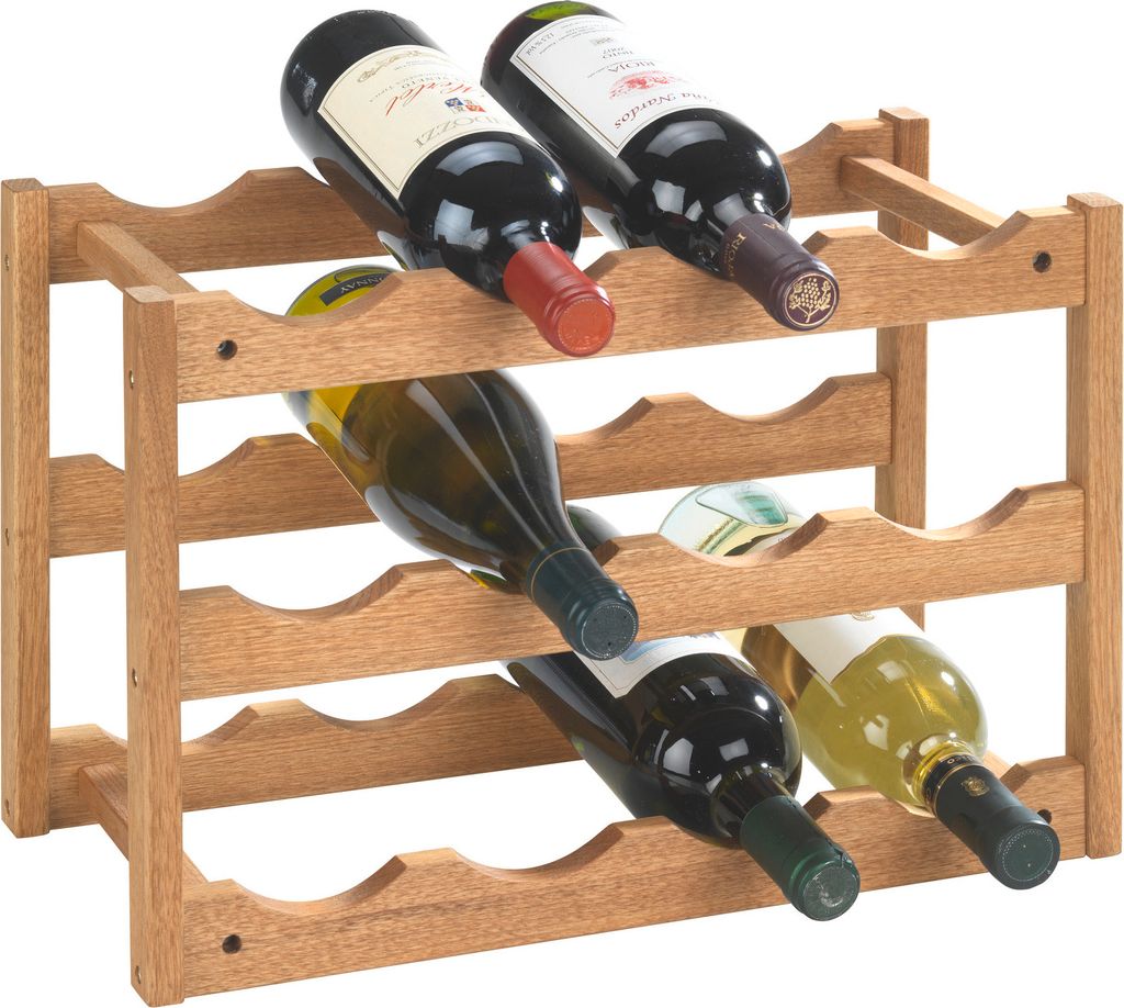 WENKO Wein Regal Norway für 12 Flaschen Sekt Wallnuss Natur Holz Möbel Design