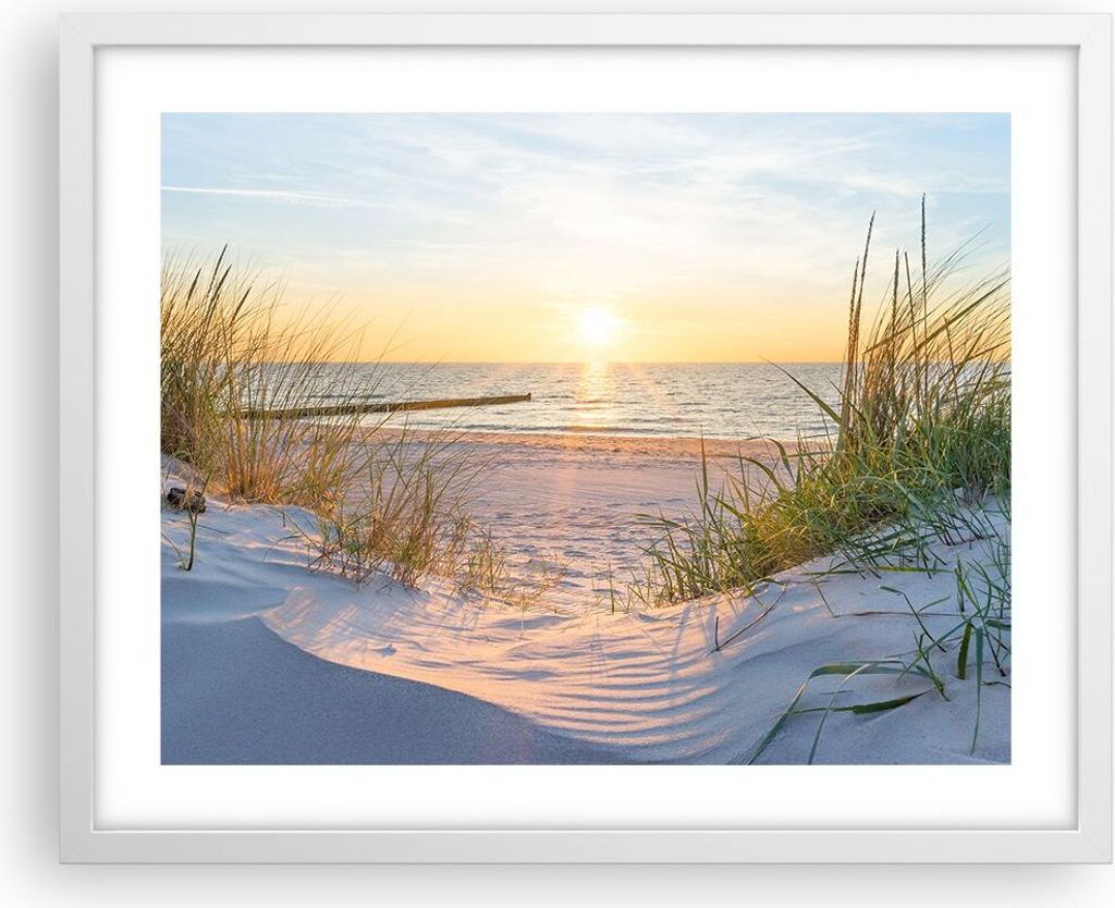 Gerahmtes Poster - Weißer Rahmen - Düne Strand Meer - 50x40 Produktbild 