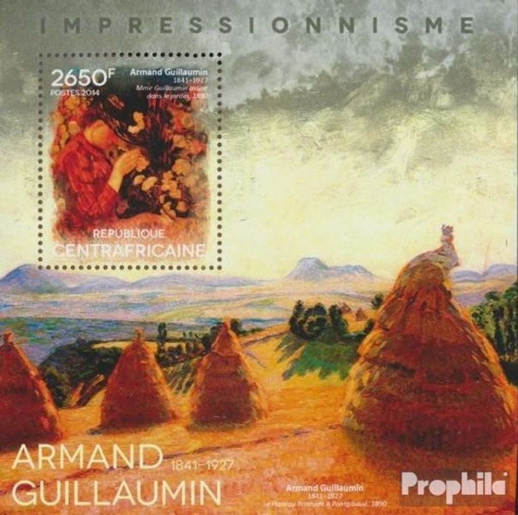 Briefmarken Zentralafrikanische Republik 2014 Mi Block 1195 (kompl. Ausgabe) postfrisch Armand Guillaumin