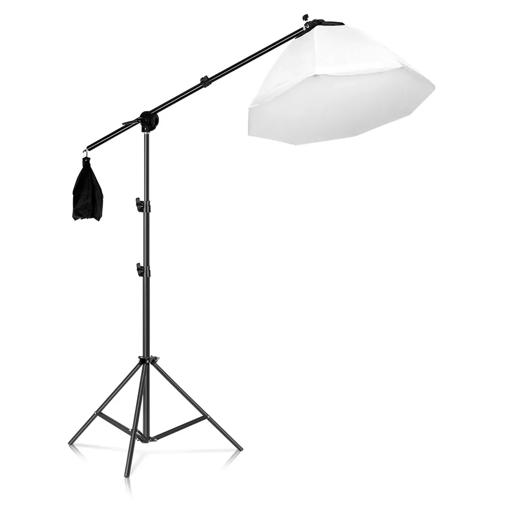 Trépied Portable Léger avec Bras Inclinable et Boîte à Lumière Blanche