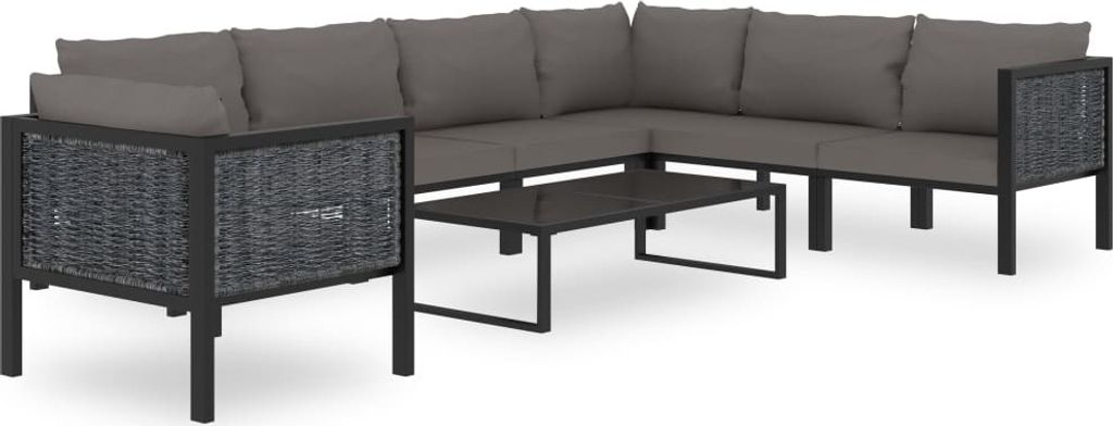 Ankonbej 8-tlg. Garten-Lounge-Set mit Auflagen Poly Rattan Anthrazit