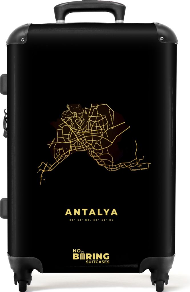 NoBoringSuitcases.com Großer Koffer - Karten - Stadtplan - Gold - Antalya - Luxus - Kombinationsschloss TSA - Hartschalen Trolley 4 Rollen - 72 ...