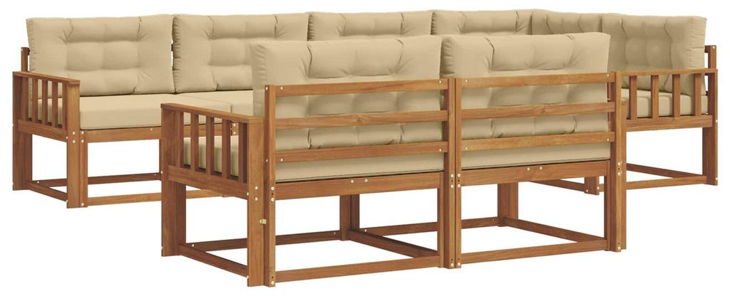 Saisonschlussverkauf -Outdoor-Sofa garnitur moderne - Balkonmöbel/Gartenlounge-Set - robust und langlebig - mit Kissen 7 pcs Natur und Beige - Gar...