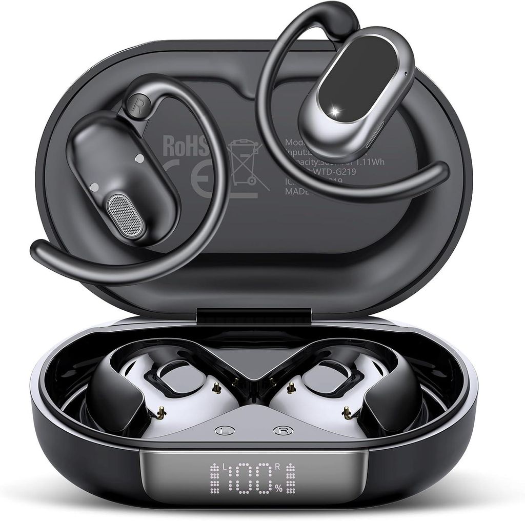 KI Übersetzer Kopfhörer 3-in-1 Open Ear Bluetooth 5.4 Echtzeit Übersetzer 164 Sprachen mit App, 6 Modi, LED-Anzeige, 36H Akku für Business, Reisen