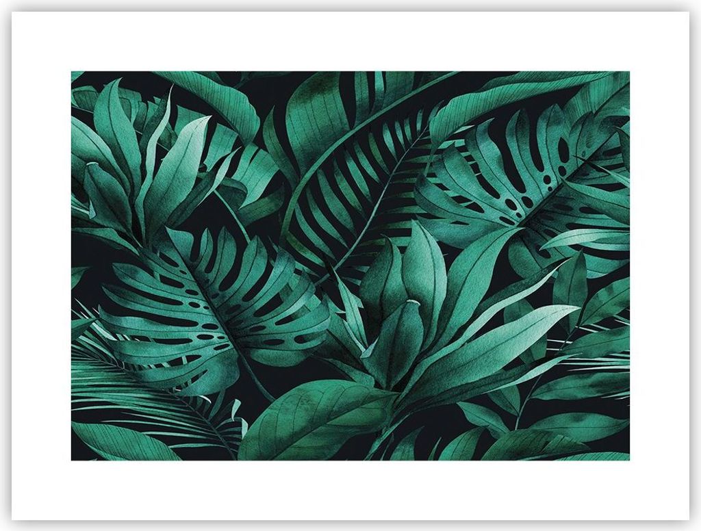 Poster - Poster ohne Rahmen - Blätter Grafiken Monstera - 40x30 cm - Wand Bild - Wanddeko - Wandbilder - Kunstposter - Wandposter - Bilder - Kunst...