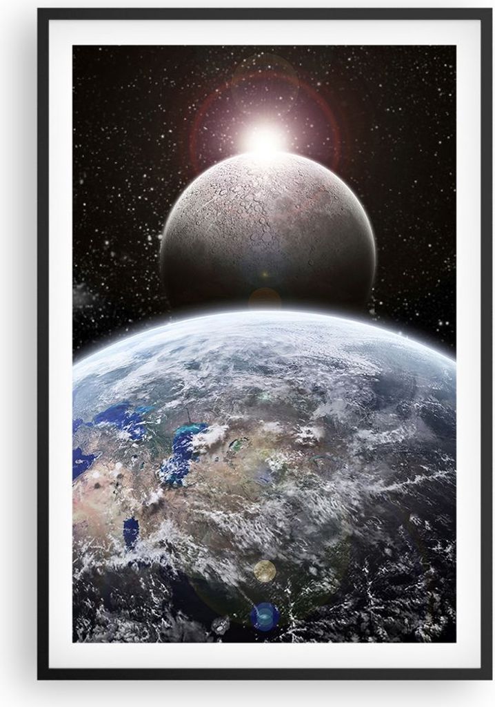 Gerahmtes Poster - Schwarzer Rahmen - Apokalypse Meteorit Sterne Planet - 61x91,5 cm - Wand Bild - Wanddeko - Wandbilder - Wandposter - Bilderrahme...
