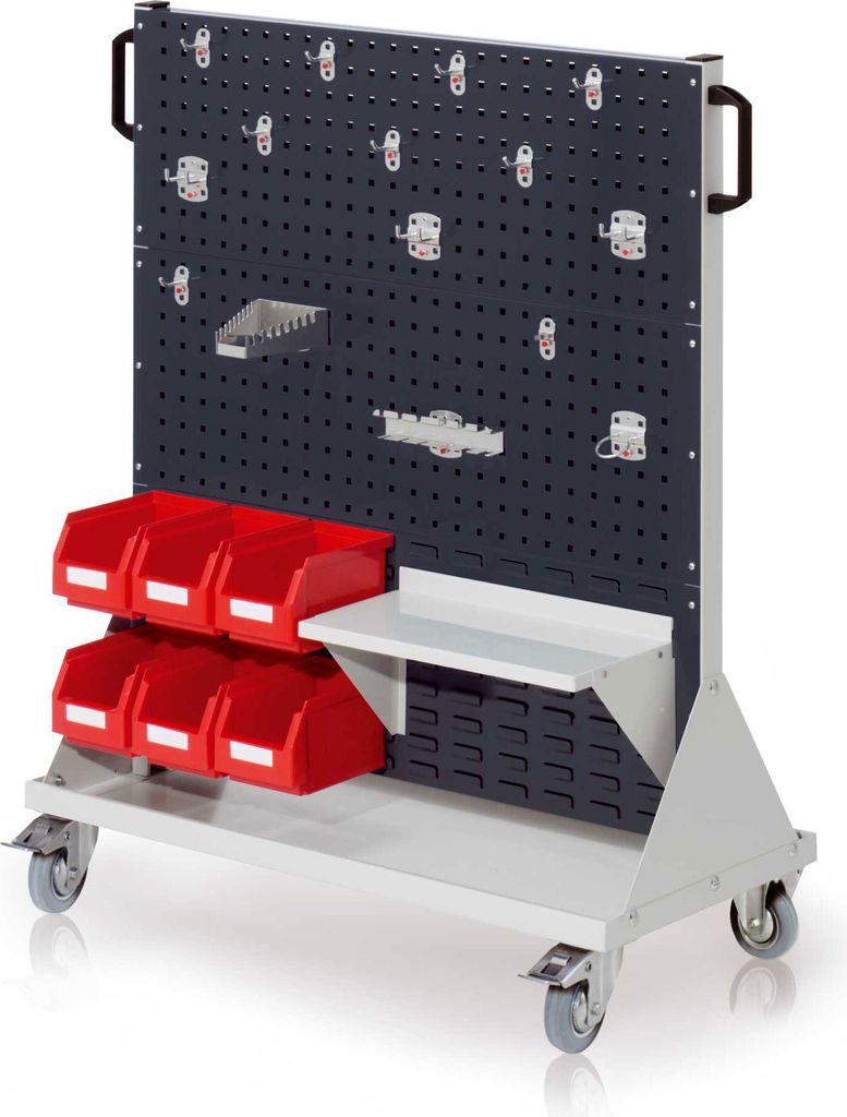Kappes RasterMobil mobiler Arbeitsplatzschrank Größe #3 1230x1000x500mm 4 Lochplatten 2 Schlitzplatten 28-teilig - anthrazitgrau