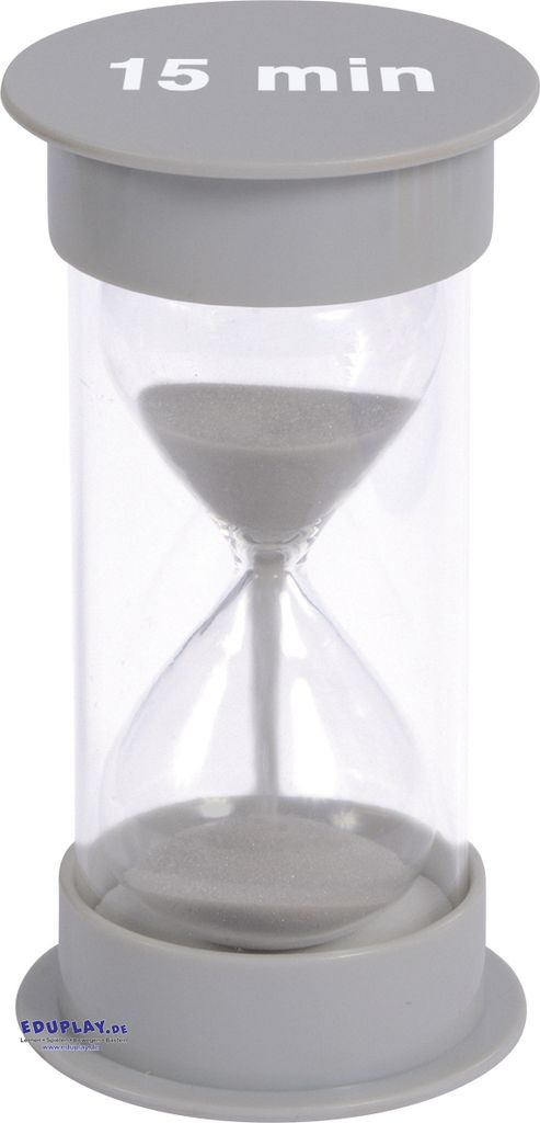 EDUPLAY 120602 Sanduhr 15 min, Ø 6,5 x 12,5 cm hoch, grau Produktbild 