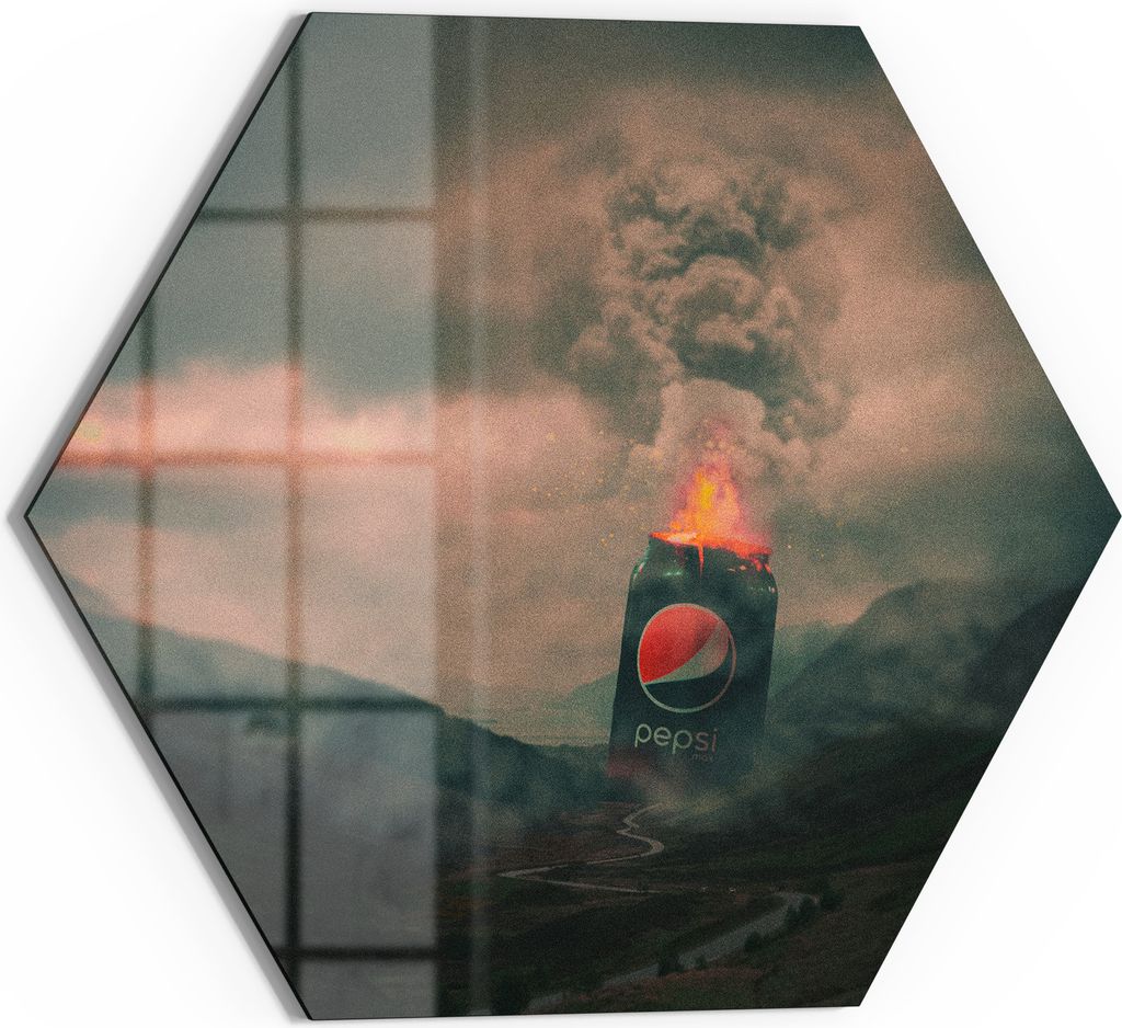 DEQOART Glasbild Echtglas 55x48 cm 'Feuriger Gipfeltrunk' Wandbild Bild modern Deko