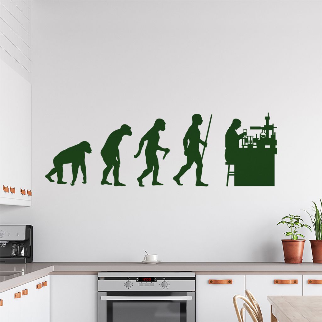 Laborant Labor Evolution Wandtattoo Wandaufkleber Wall Sticker - Dekoration, Küche, Wohnzimmer, Schlafzimmer, Badezimmer