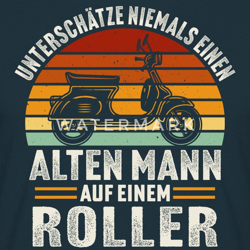 Spreadshirt Unterschätze Niemals Einen Alten Mann Auf Einem Roller Männer T-Shirt, XL, Navy