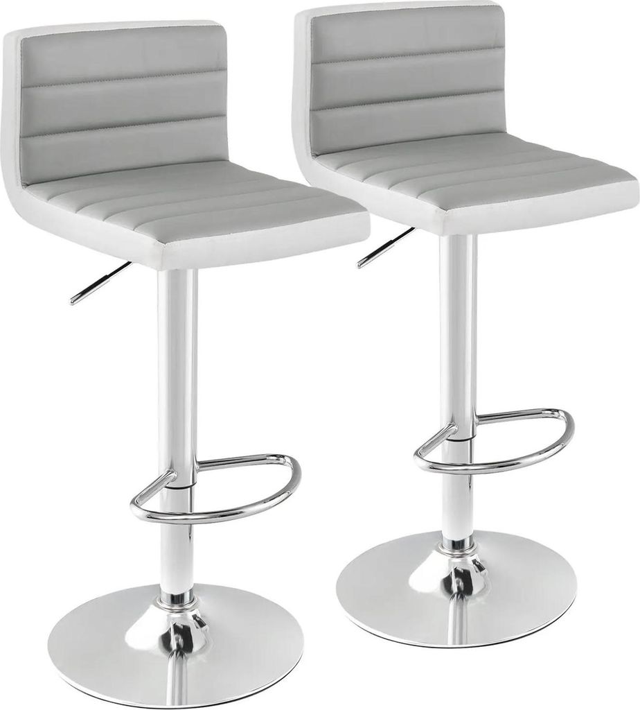 Barhocker 2er-Set - Küchenbarhocker - Drehbar - Höhenverstellbar 82–102 cm - Rutschfester Metallfuß - Fußstütze - Hellgrau