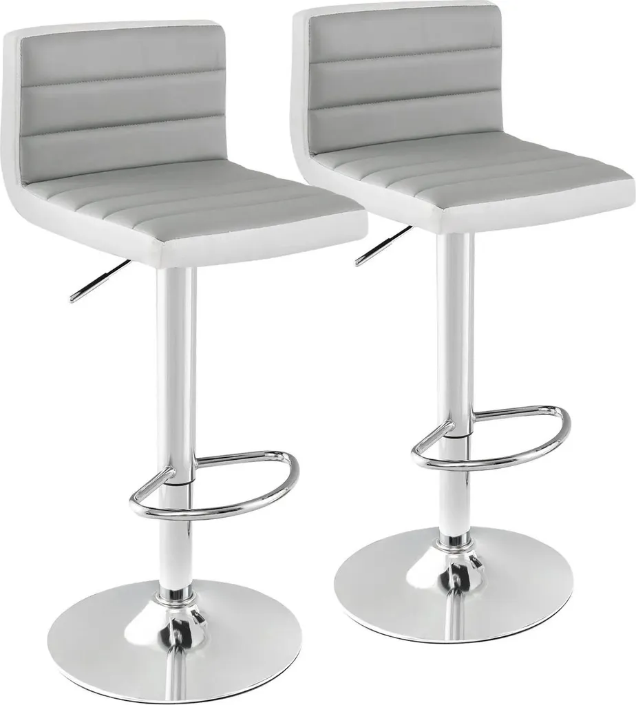 Tabourets de Bar Gris Réglables 82-102 cm avec Repose-Pieds Antidérapant