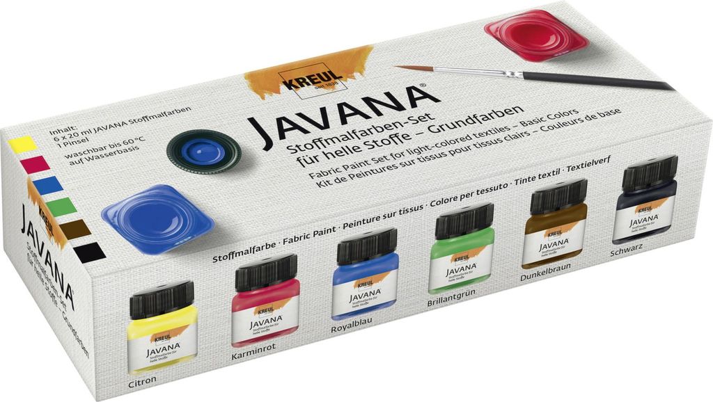 KREUL Textilfarbe JAVANA Grundfarben Set 6 x 20 ml