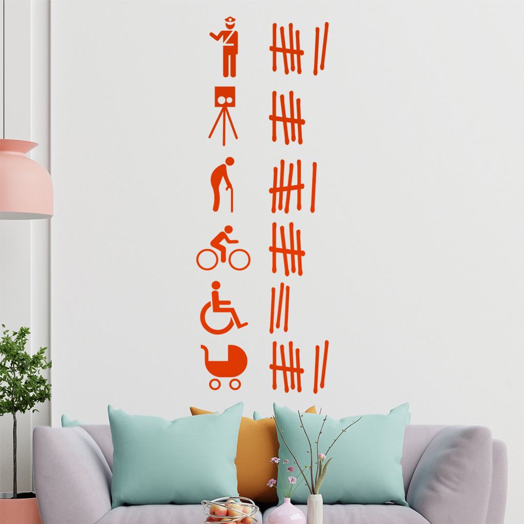 KIWISTAR Opferliste - Polizei Rentner Rad Kind Wandtattoo in 6 Größen - Wandaufkleber Wall Sticker - Dekoration, Küche, Wohnzimmer, Schlafzimmer...
