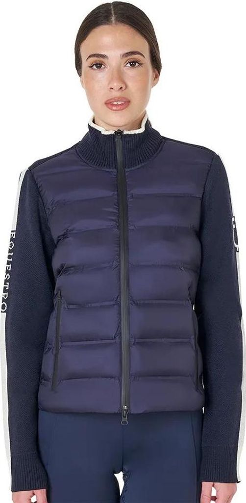 Equestro Hybrid Nylon Knit Full Zip Damenjacke Blau M Damen Blau M