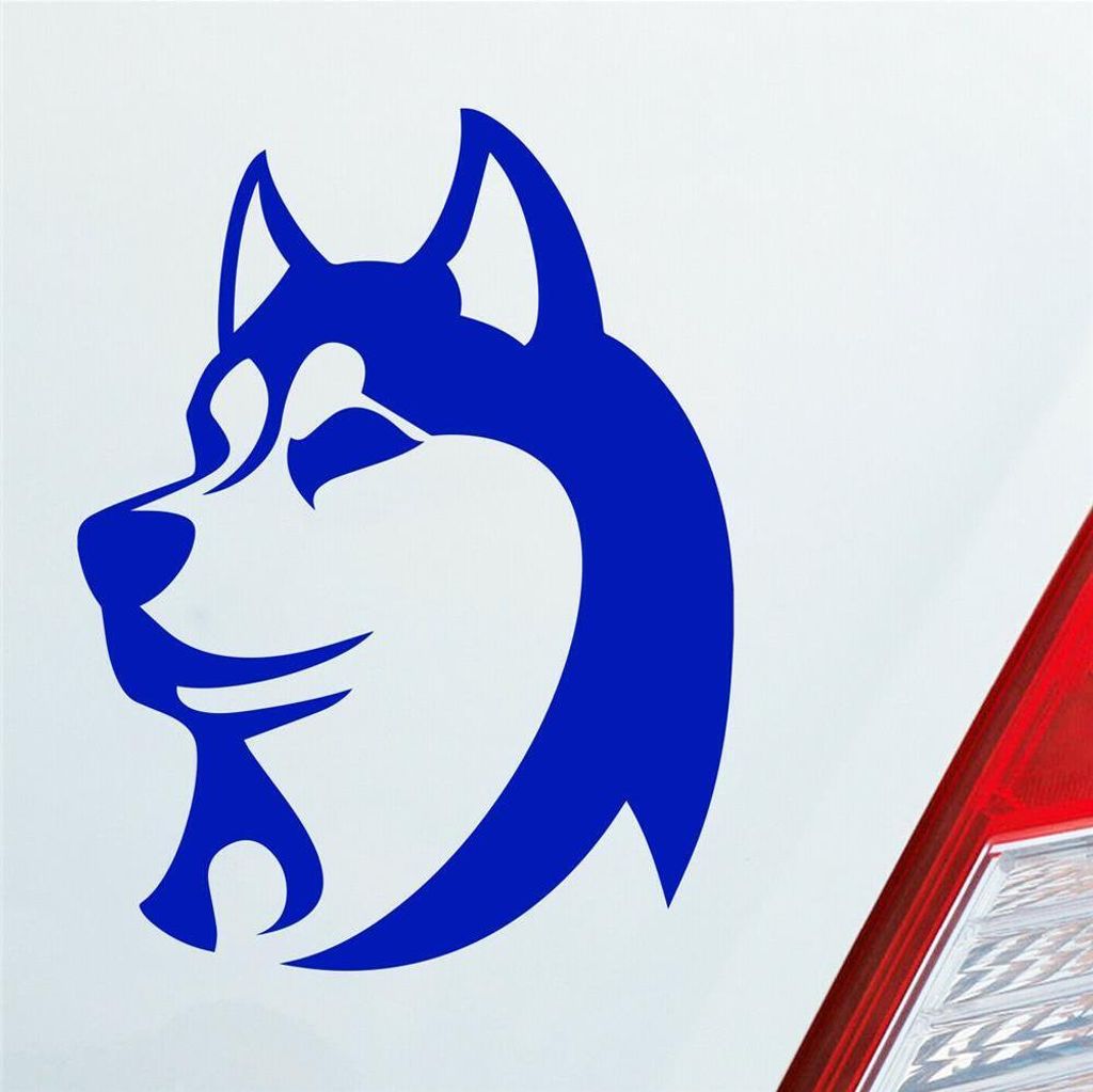 Auto Aufkleber Husky Hundeliebhaber Dog Tier Hund 12x9 cm Dunkelblau Sticker Heckscheibenaufkleber