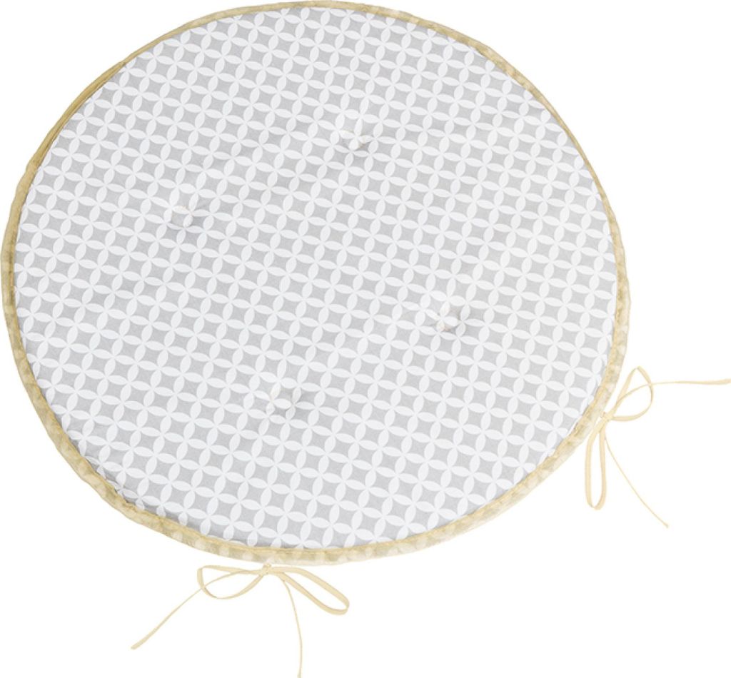 Sitzkissen Adele rund glatt - Durchmesser 40 cm - Grau,Weiß