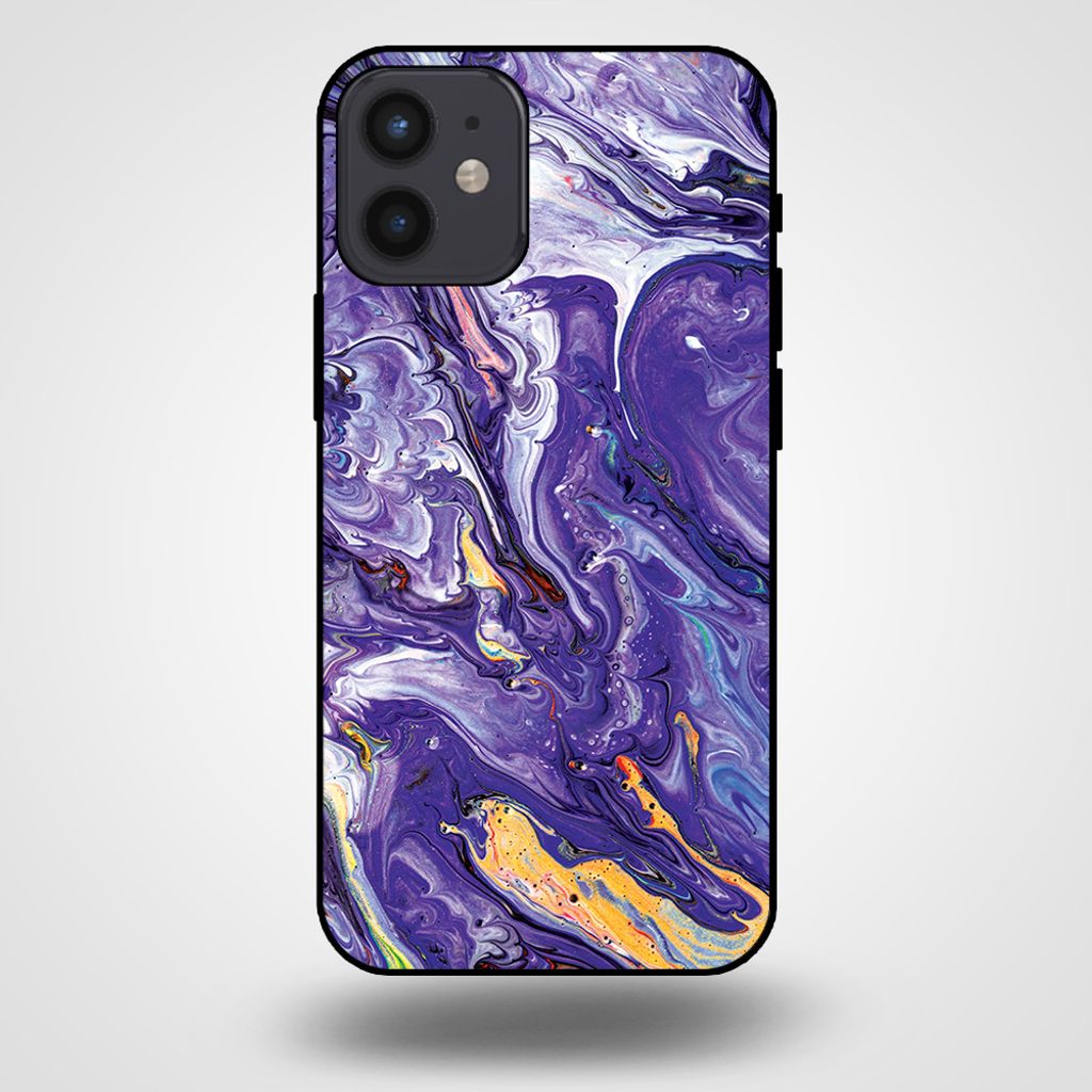 Smartphonica Handyhülle für iPhone 12 Mini mit Marmordruck - TPU-Hülle mit Marmor-Design - Gold Lila