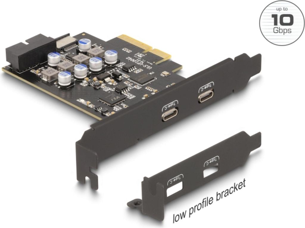 Delock PCI Express x4 Karte zu 2 x extern USB Type-C+ 1 intern USB 10 Gbps