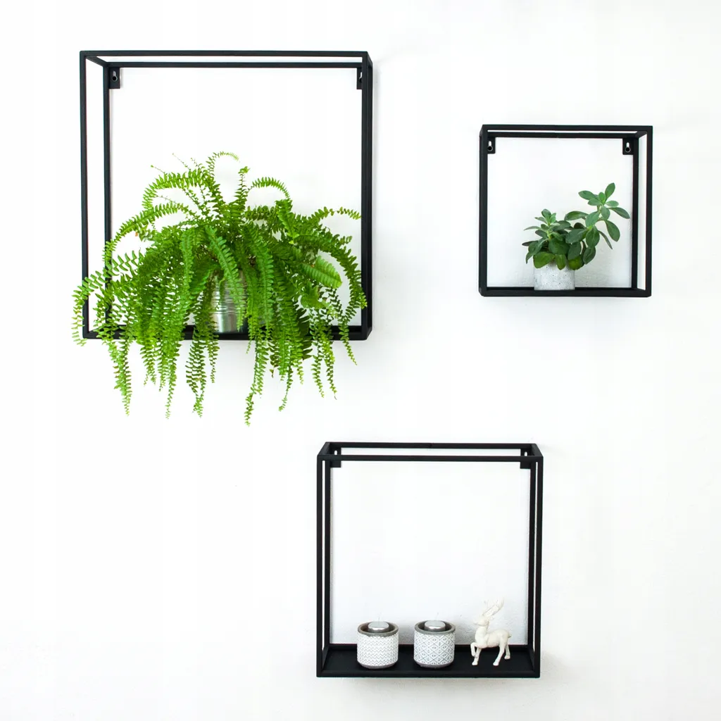 Fleurs murales en métal design Loft avec finition artisanale noire mate