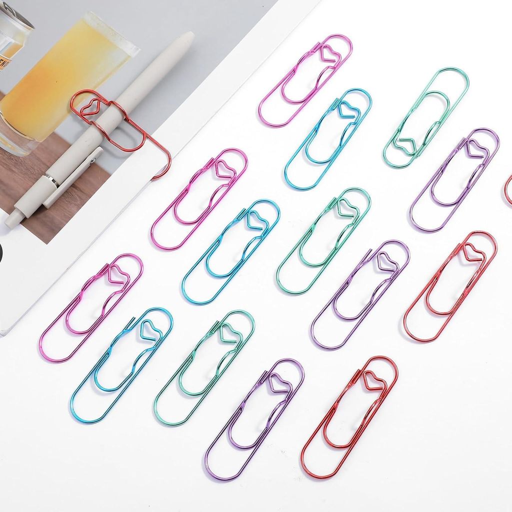 Notebook Pen Clips 20 Stück Paperclip Penhalter Aus Metall Herz Paperclips Bunte Buch Penhalter Notebook Pen Clips für Büro Klassenzimmer Studen...