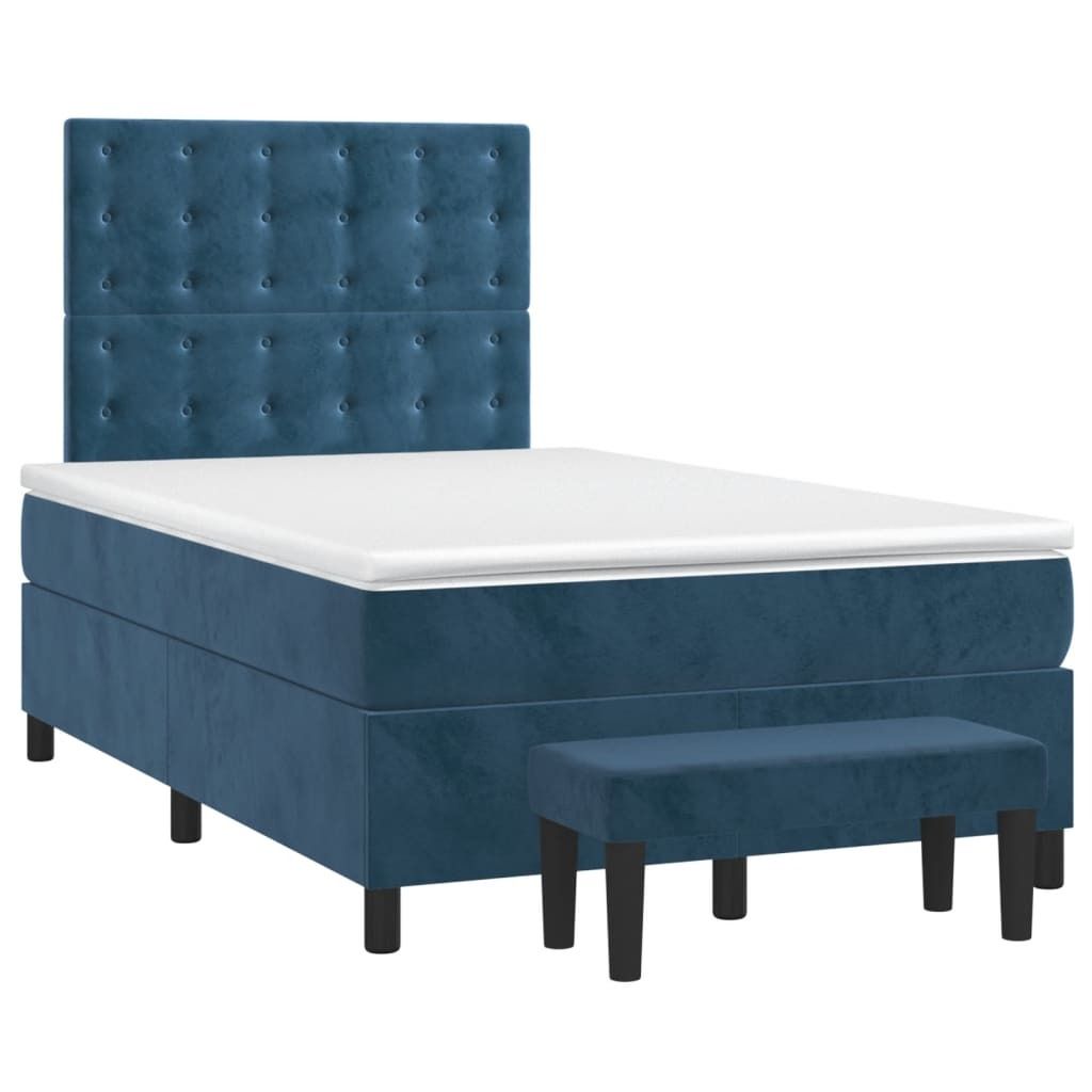 Möbel Boxspringbett mit Matratze Dunkelblau 120x190 cm Samt - Klassische Betten 3270497