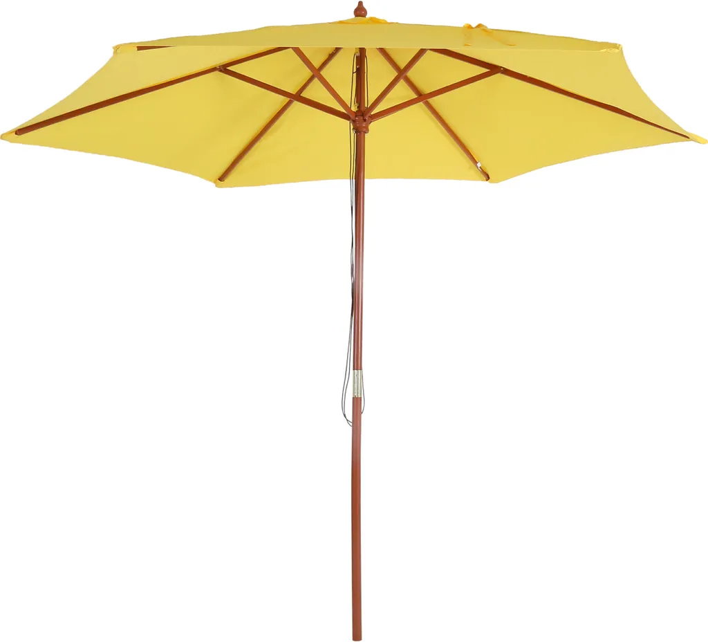 Ombrellone Florida, ombrellone da giardino, Ø 3m poliestere/legno ~ giallo