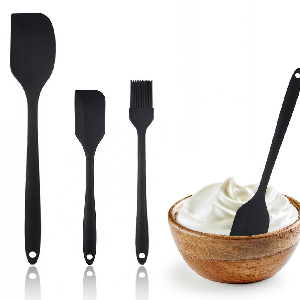Silikonspatel-Set, Backutensilien, 3-teilig, Silikon-Gebäckpinsel, Küchenpinsel, Kochpinsel, Teigschaber, hitzebeständig, zum Backen, Kochen und...