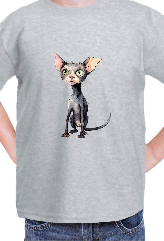 Kinder T-Shirt Funny Cats Breeds Bambino Cat 011, 9-11 Jahr - 140 / Grau