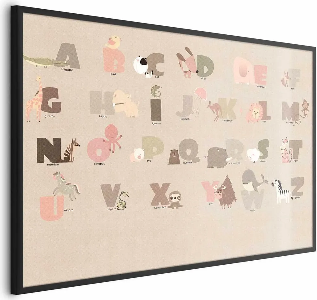 Poster Alfabeto Beige 90x60 Cornice Nera Moderna | Arredo Design