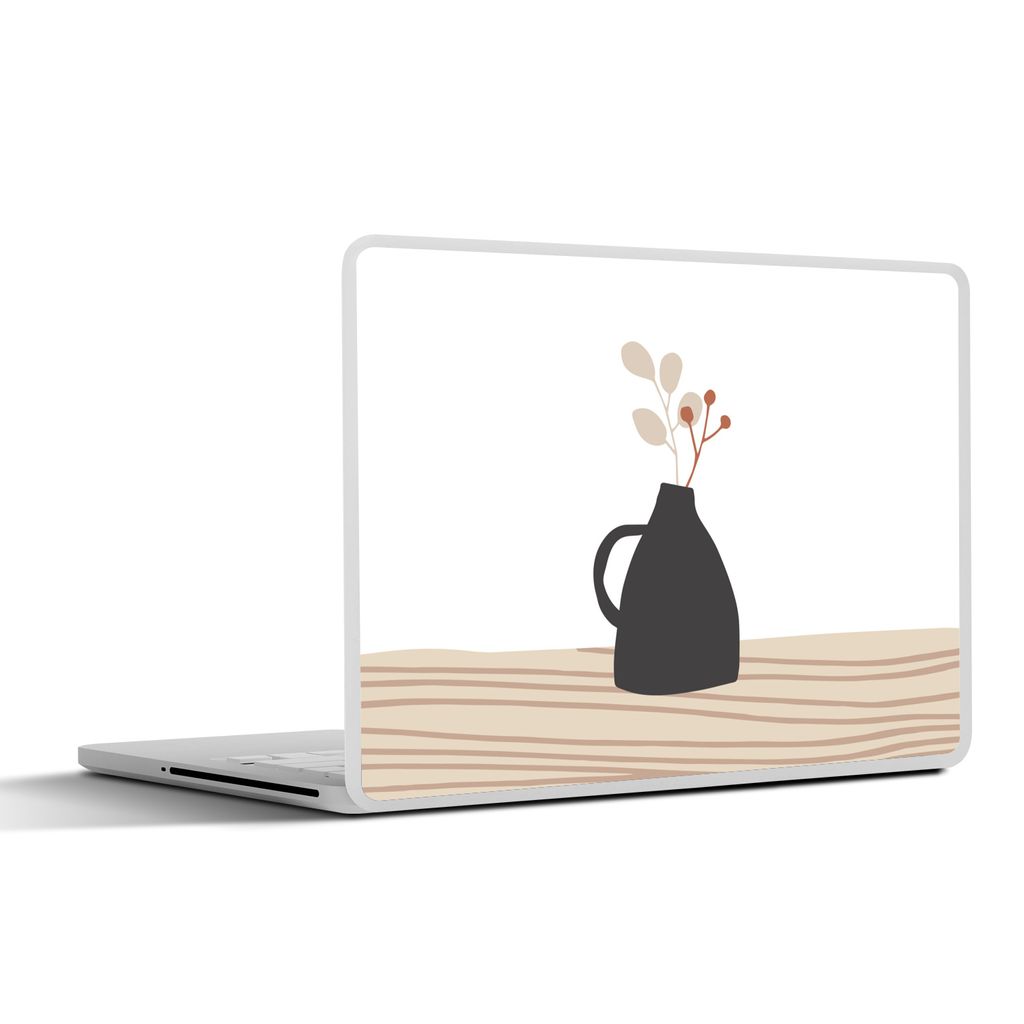 MuchoWow Laptop Aufkleber Sticker Cover Sommer - Blume - Schwarz 31x22.5 cm - Laptop-Deko