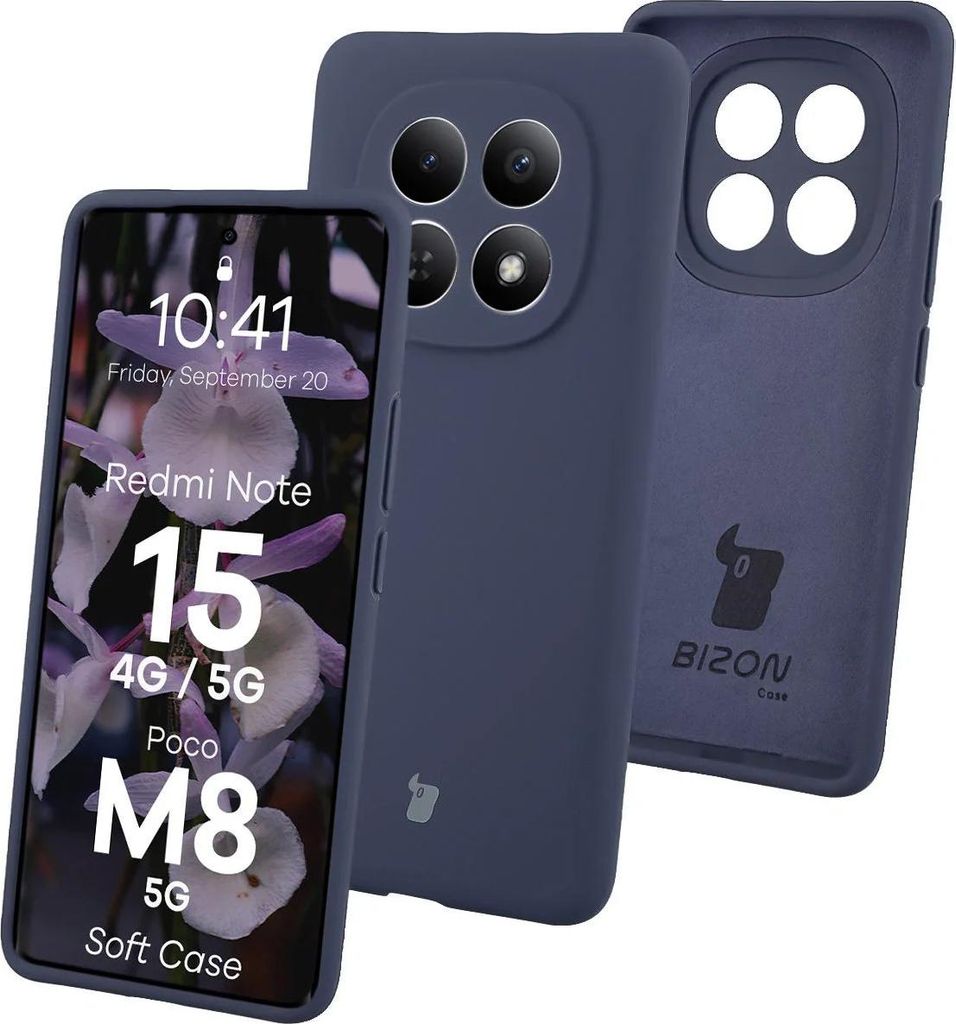Silikon Handyhülle für Xiaomi Redmi Note 15 / POCO M8 5G, Bizon Soft Case, Dunkelblau
