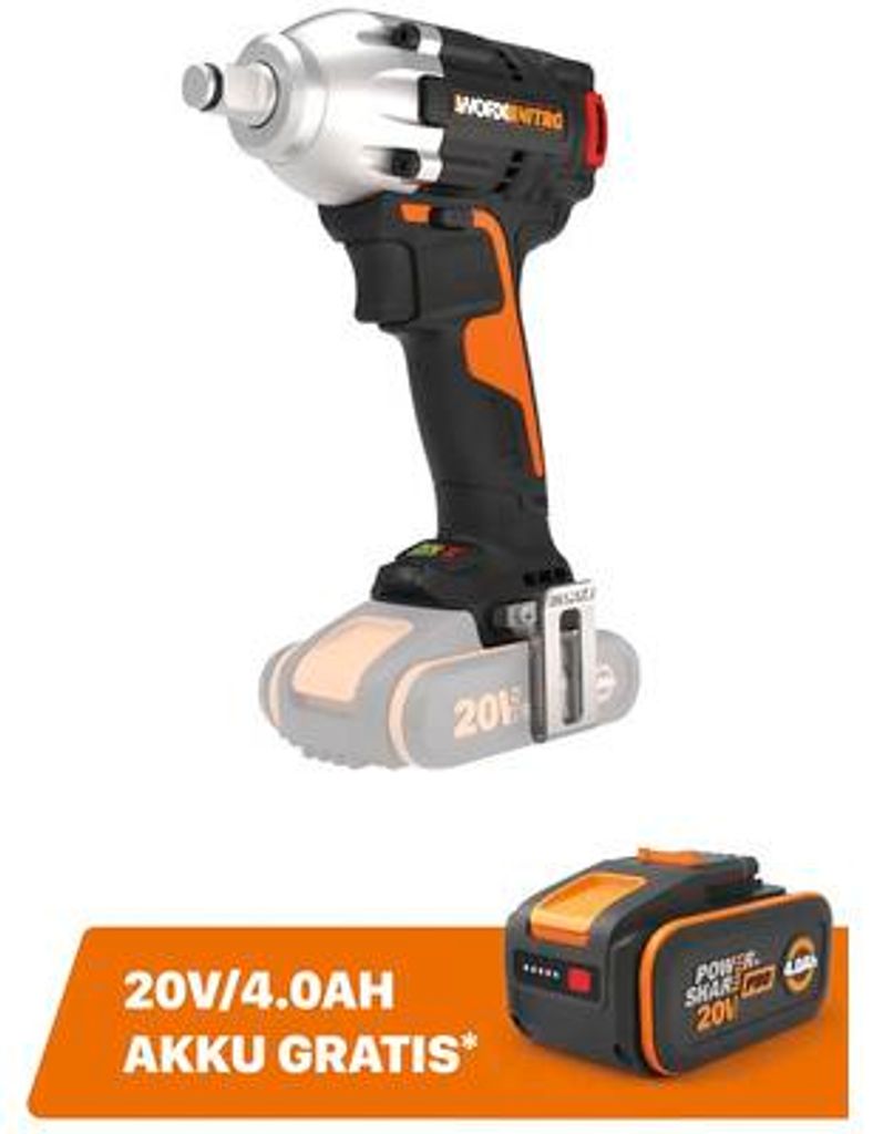 Akku-Schlagschrauber WORX 20V 300Nm WX272.9, Brushless Produktbild 