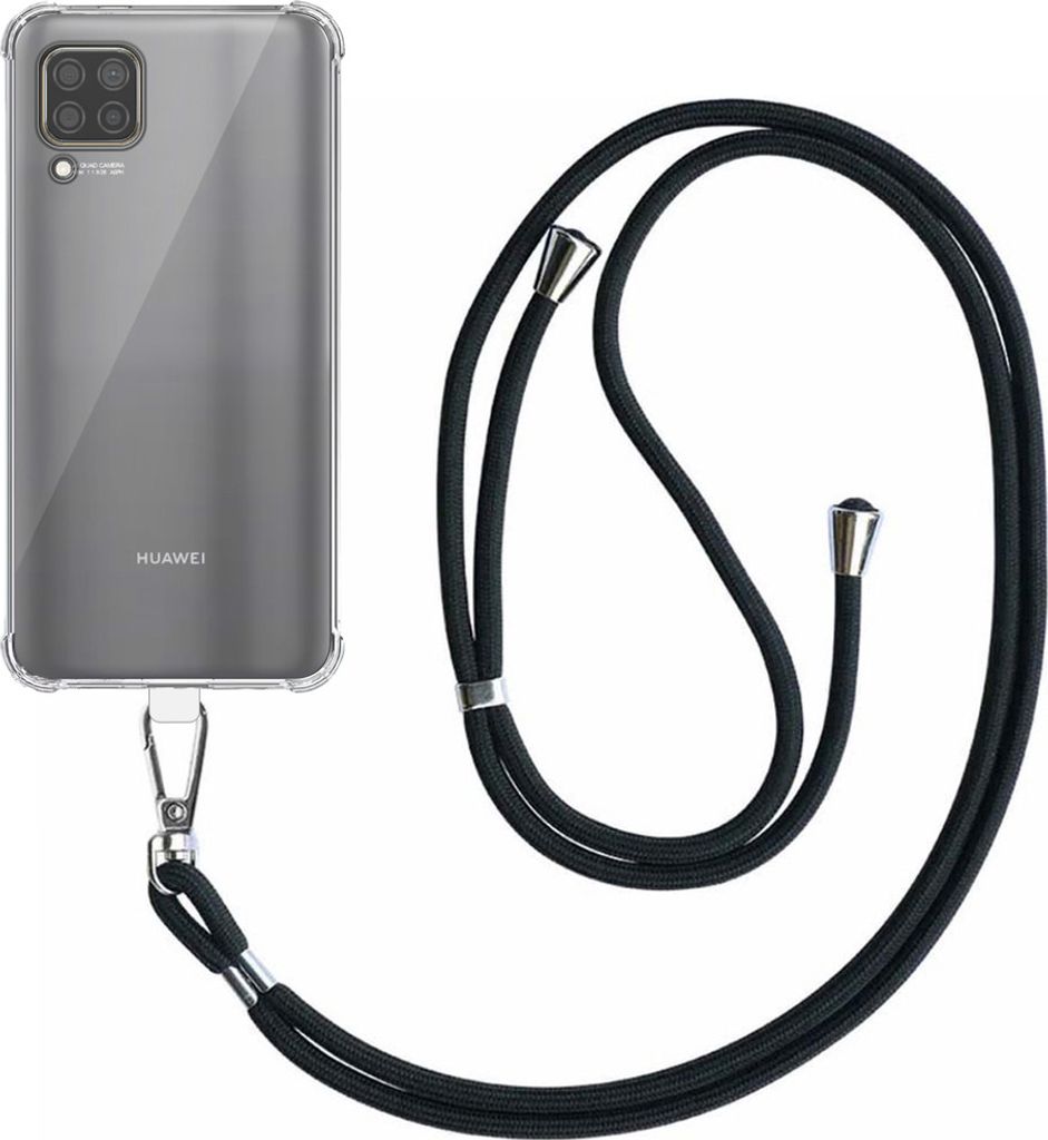 Smartphonica Phone Case geeignet für Huawei P40 Lite 4G - Nova 7i - Nova 6 SE Transparent stoßfest mit abnehmbarem Universal Telefonkabel - Backc...