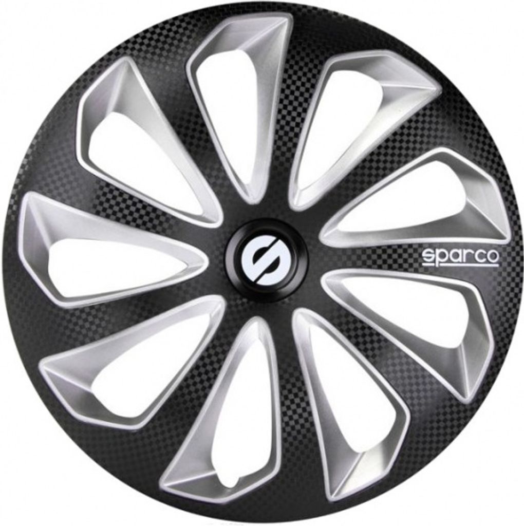 Radkappen Radzierblenden Sparco Sicilia 14" Zoll Auto Schwarz Carbon Silber 4x