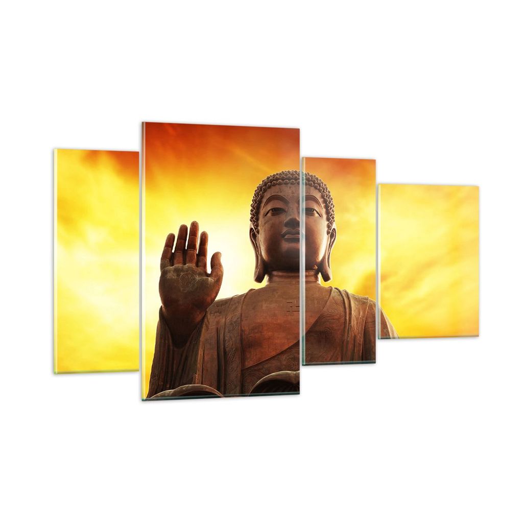 Bilder auf glas - Buddha Stein Sonnenuntergang - 120x70cm - Glasbilder - Wandbilder - Kunstdruck - zum Aufhängen bereit - Wanddekoration aus Glas ...