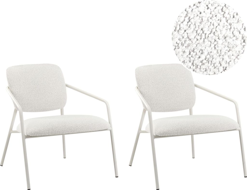 BELIANI Sessel Cremeweiß Stoff mit Metallbeinen Armlehnen Modernes Design für Wohnzimmer Esszimmer