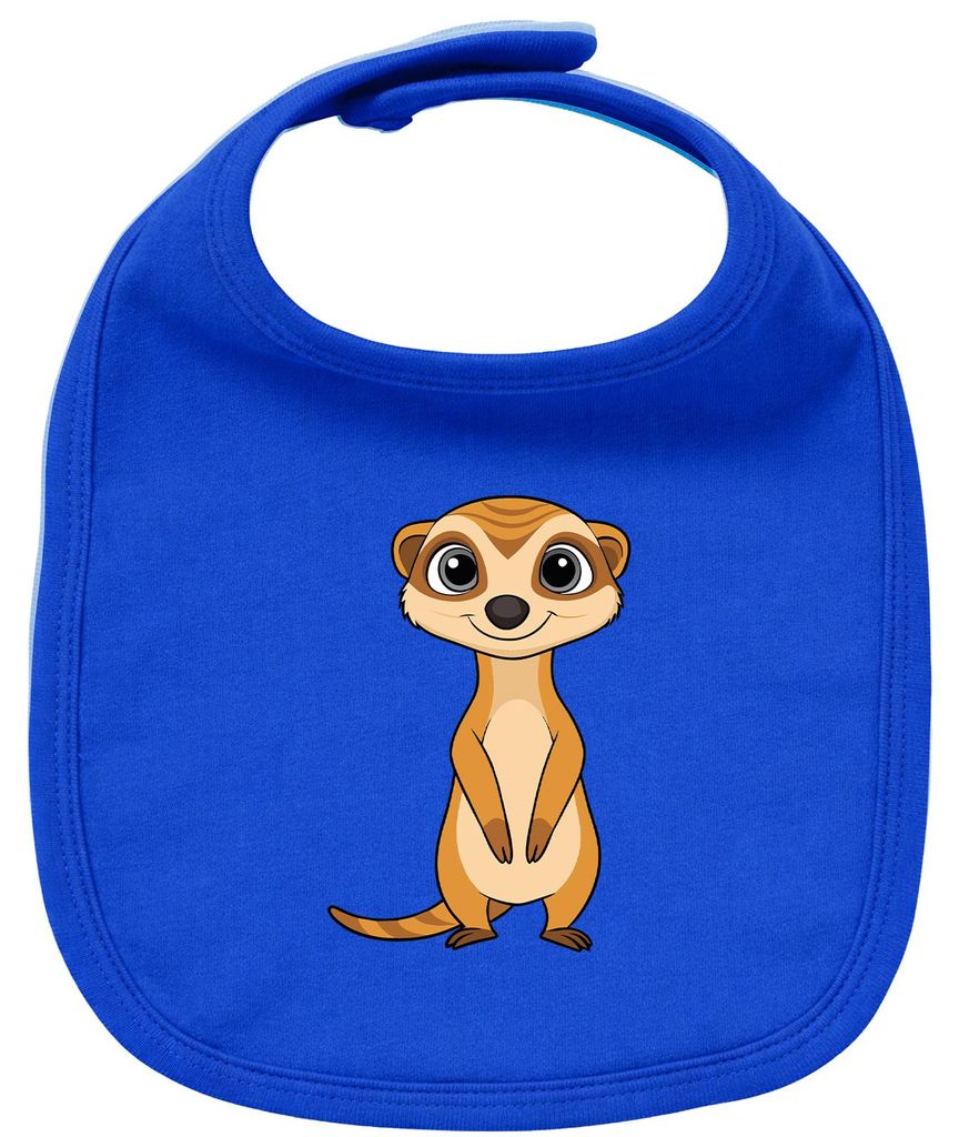 Huuraa Baby Lätzchen Erdmännchen Comic Royal Blue Klettverschluss Baumwolle Latz Geschenkidee