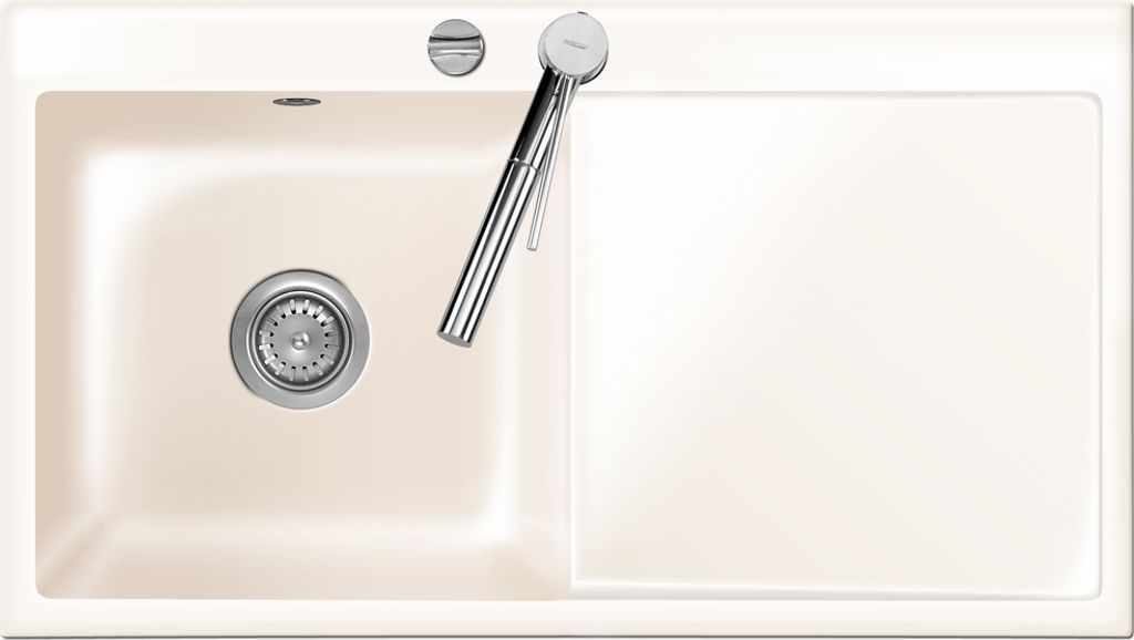 Spüle KeraDomo MERA 90 Magnolie Becken links mit Produktbild 