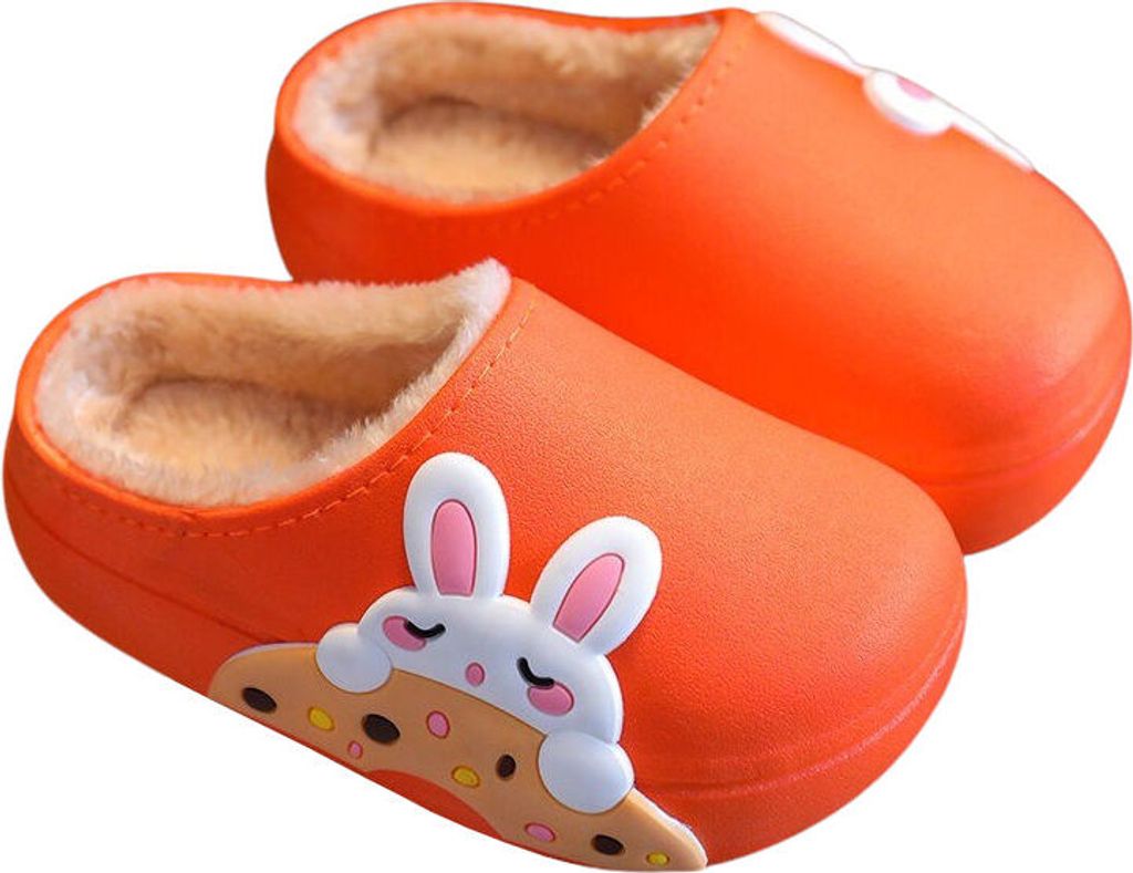 Permani Damen Hausschuhe, Gummi Schlappen Warm Winter Mädchen Slipper Farbe Orange Gr. 38/39