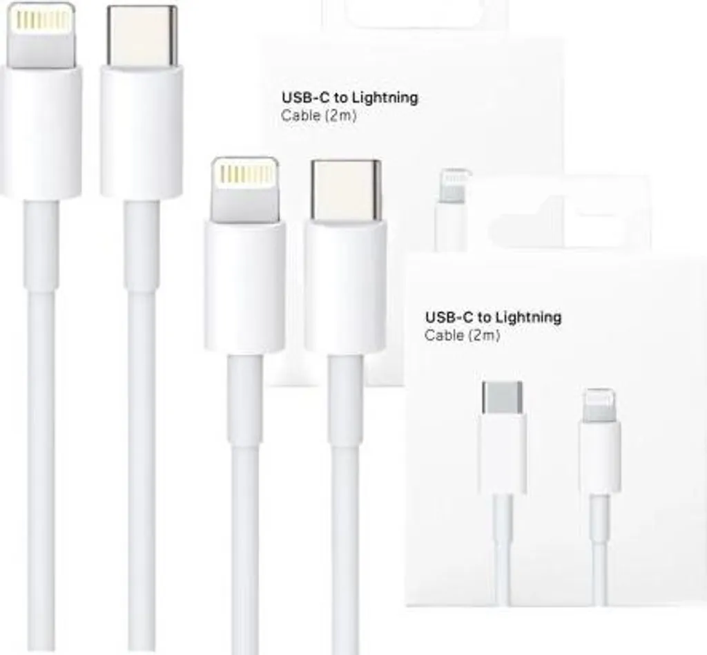 Double Câble Lightning USB-C de 2 Mètres Blanc 20W Haute Performance